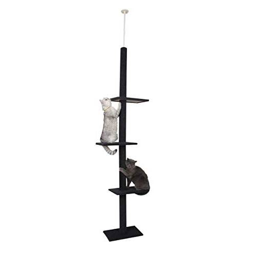 Cat Craft 4-Level Carpeted, Adjustable Floor to Ceiling Climbing & Perch Cat Tree, Extra Large (Fits 7.5-9 Foot Ceiling ), Charcoal