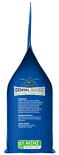Blue Buffalo Dental Bones Mini Natural Dental Chew Dog Treats, (5-15 lbs) 27-oz Bag Value Pack - Image 3