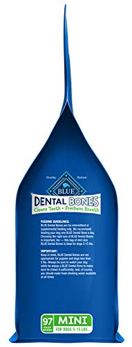 Blue Buffalo Dental Bones Mini Natural Dental Chew Dog Treats, (5-15 lbs) 27-oz Bag Value Pack - Image 2