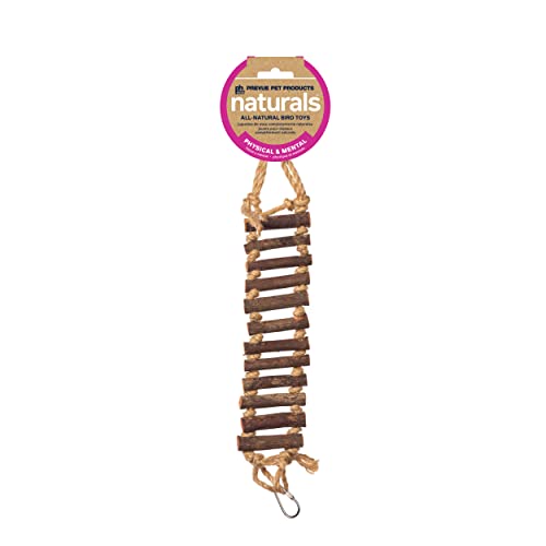 Prevue Pet Products Naturals Rope Ladder Bird Toy, Wood Stairs Climbing Activity Attachment for Birdcage, Earth Tone Brown