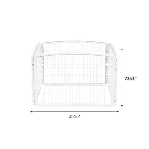IRIS USA Dog Playpen, Exercise Pet Playpen without Door, 4-Panel, 24" H, White - Image 2