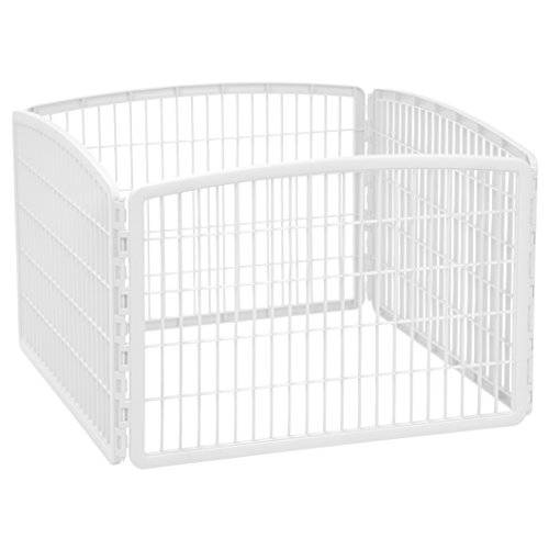 IRIS USA Dog Playpen, Exercise Pet Playpen without Door, 4-Panel, 24" H, White