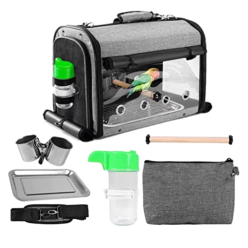 Bird Carrier Bag Bird Travel Cage with Stand, Lightweight Backpack for Parrot, Portable Bird Travel Bag, Pet Transparent Breathable Travel Cage - Image 4