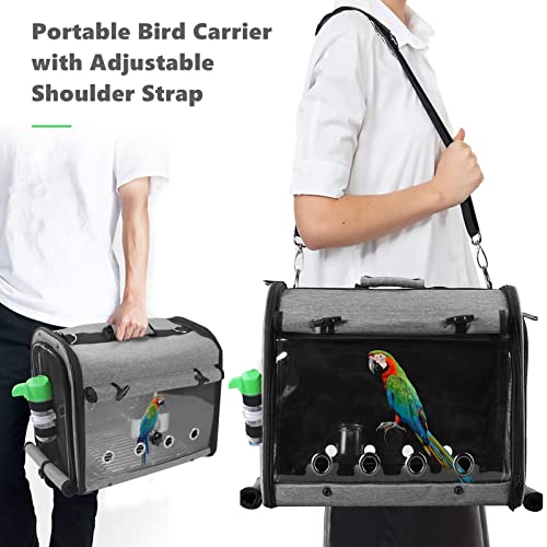 Bird Carrier Bag Bird Travel Cage with Stand, Lightweight Backpack for Parrot, Portable Bird Travel Bag, Pet Transparent Breathable Travel Cage - Image 3
