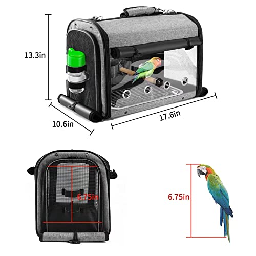 Bird Carrier Bag Bird Travel Cage with Stand, Lightweight Backpack for Parrot, Portable Bird Travel Bag, Pet Transparent Breathable Travel Cage - Image 6