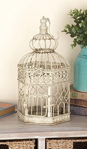 Deco 79 Vintage Metal Birdcage, Set of 2, 21", 18"H, Cream - Image 2