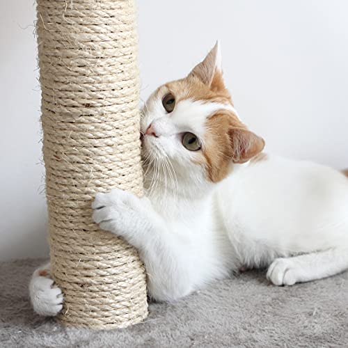 Cat Scratching Post - 3 Scratcher Posts with Carpeted Base Play Area and Perch - Furniture Scratching Deterrent for Indoor Cats by PETMAKER (Brown) - Image 5