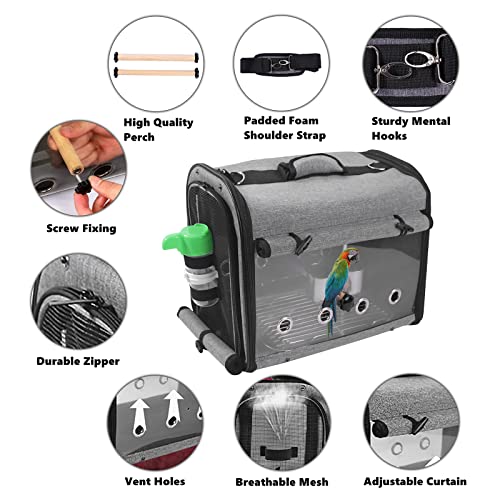 Bird Carrier Bag Bird Travel Cage with Stand, Lightweight Backpack for Parrot, Portable Bird Travel Bag, Pet Transparent Breathable Travel Cage - Image 5
