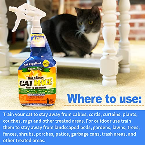 Nature's MACE Cat Repellent 40oz Spray/Treats 1,000 Sq. Ft. / Keep Cats Out of Your Lawn and Garden/Train Your Cat to Stay Out of Bushes/Safe to use Around Children & Plants - Image 4