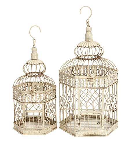 Deco 79 Vintage Metal Birdcage, Set of 2, 21", 18"H, Cream - Image 8